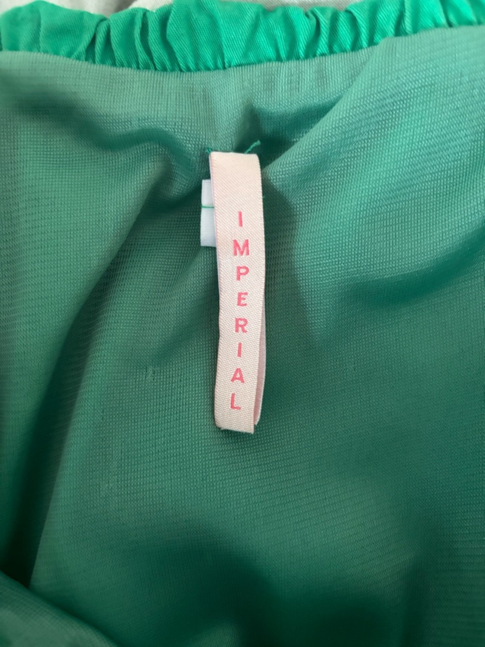 Imperial Off-Shoulder Emerald Green Tiered Mini Dress Made in Italy - Picture 5 of 6